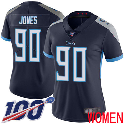Tennessee Titans Limited Navy Blue Women DaQuan Jones Home Jersey NFL Football 90 100th Season Vapor Untouchable